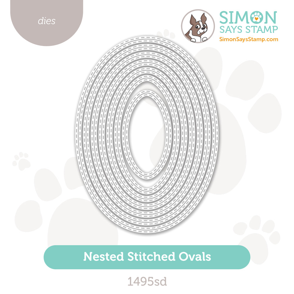 Simon Says Stamp Nested Stitched Ovals Wafer Dies 1495sd DieCember