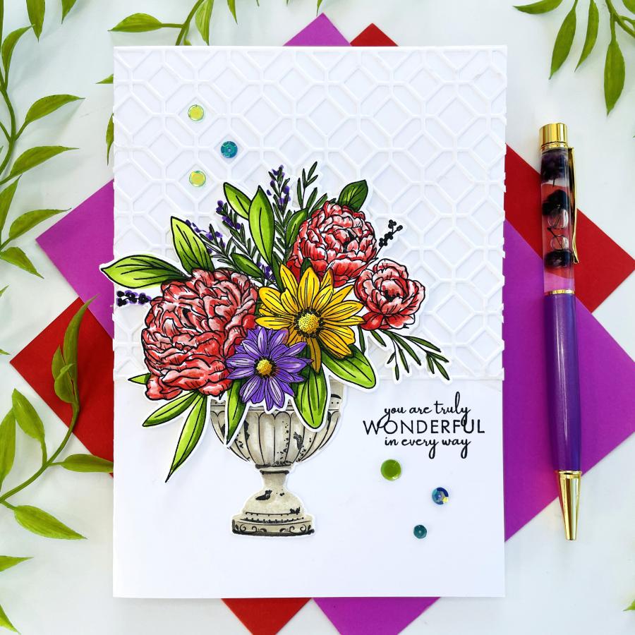 Papertrey Ink Easy Bouquet Clear Stamps 1496 embellishments