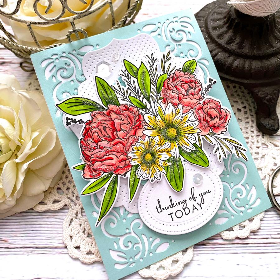 Papertrey Ink Easy Bouquet Clear Stamps 1496 thinking of you