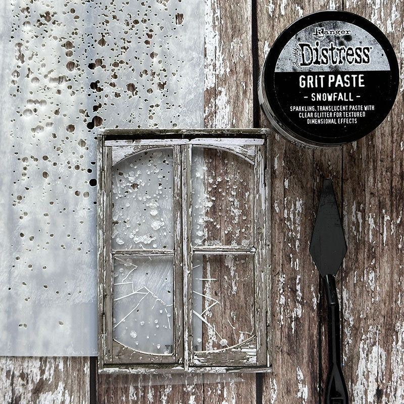Tim Holtz Distress Snowfall Grit Paste Ranger tsck81142 Holiday Window Project | color-code:ALT09
