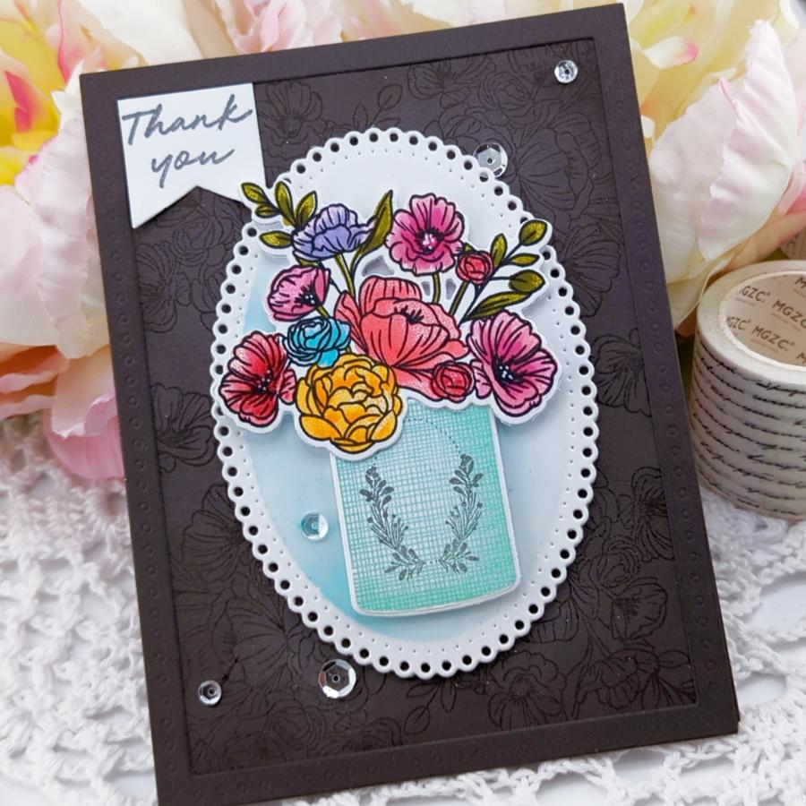 Papertrey Ink Vase Collection 18 Clear Stamps 1510 thank you