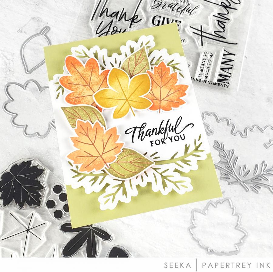 Papertrey Ink Leave it to Me Clear Stamps 1528 fall leaves
