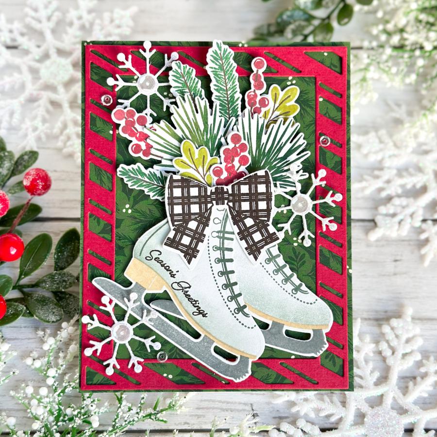 Papertrey Ink Skate into the Holidays Clear Stamps 1539 snowflakes