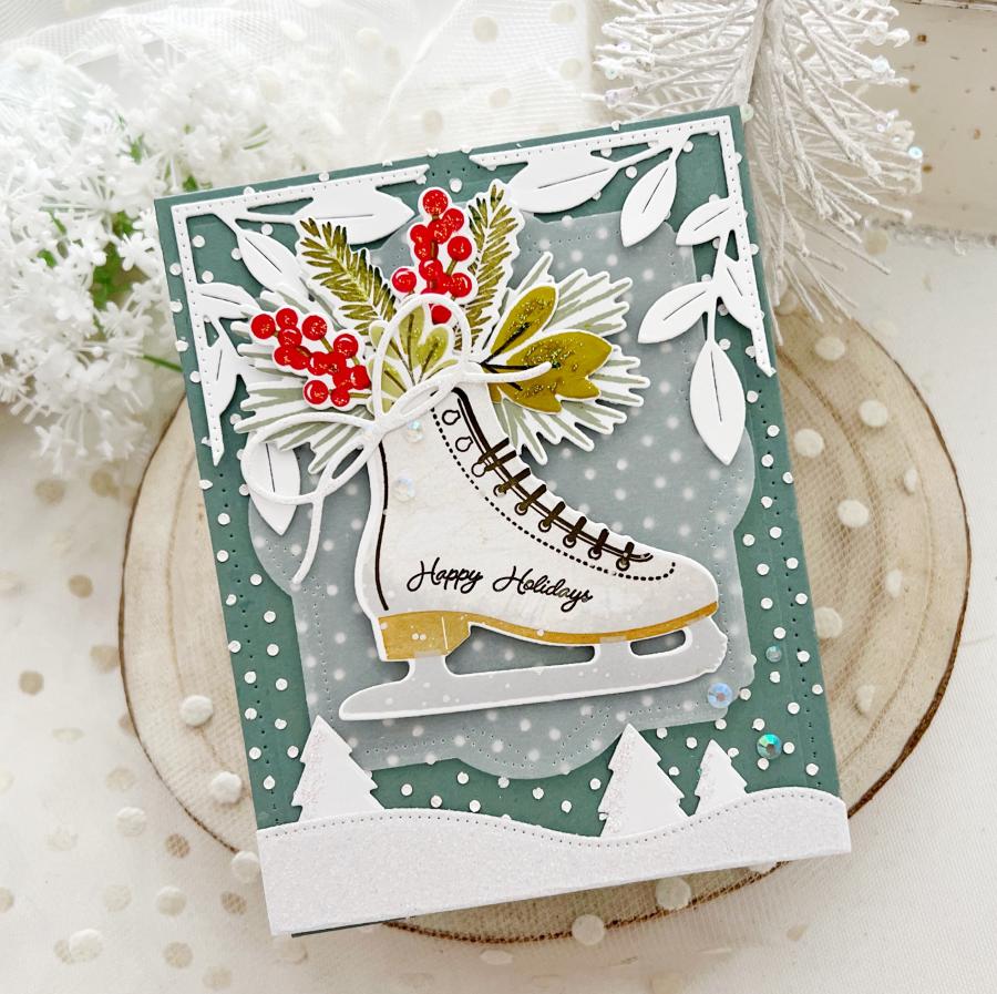 Papertrey Ink Skate into the Holidays Clear Stamps 1539 happy holidays