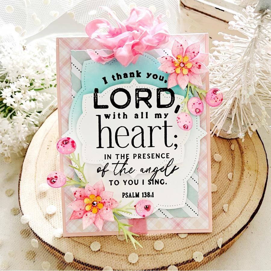 Papertrey Ink Psalm Reflections November Clear Stamps 1550 pink flowers