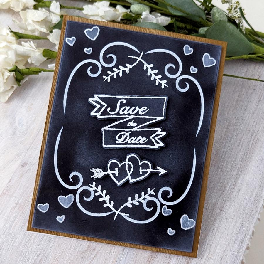 Papertrey Ink Chalkboard Love Clear Stamps 1553 save the date