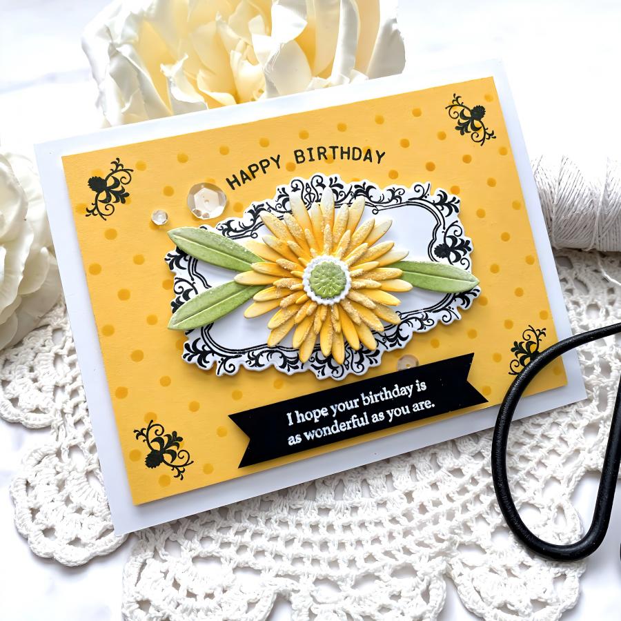 Papertrey Ink Vintage Frames Clear Stamps 1558 happy birthday