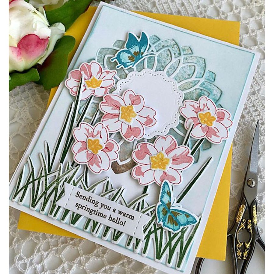 Papertrey Ink Flutter and Flowers Clear Stamps 1564 pink flowers