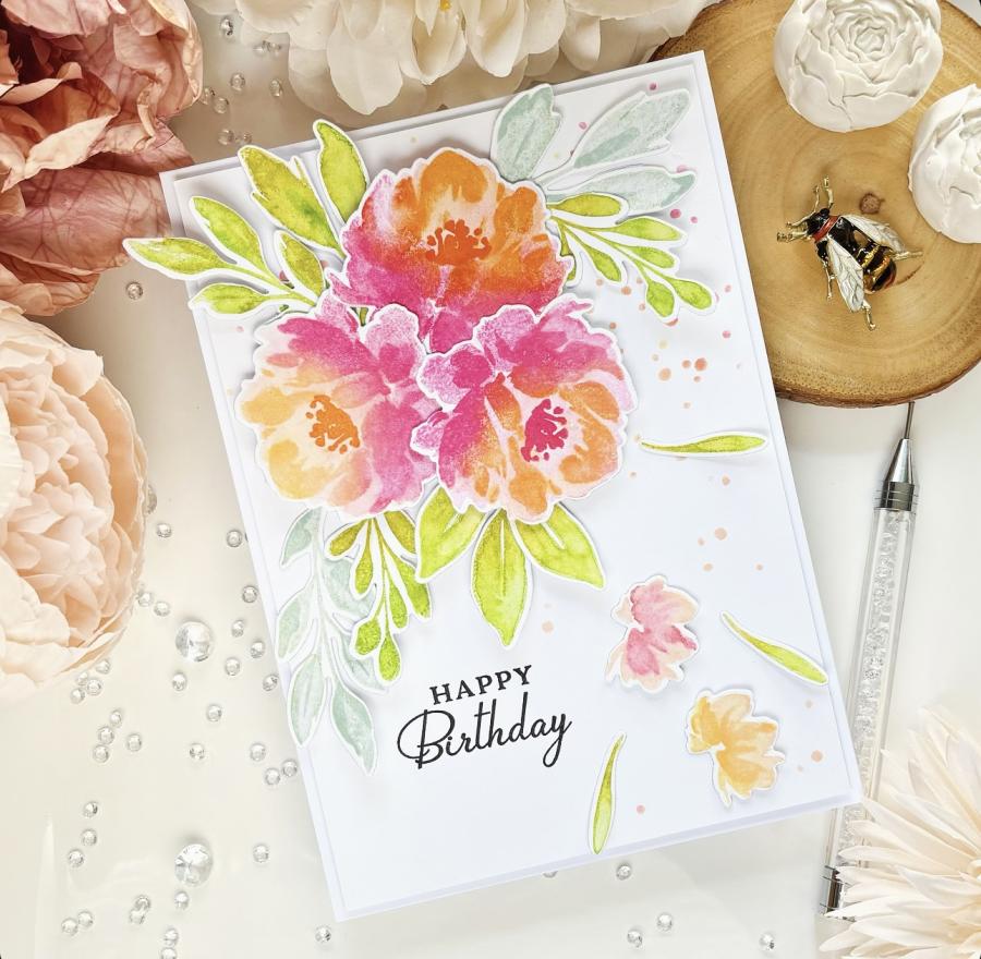 Papertrey Ink Always in Bloom Clear Stamps 1569 happy birthday