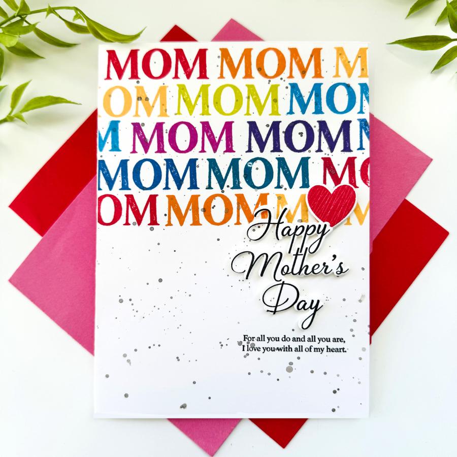Papertrey Ink Mother's Day Sentiments Clear Stamp and Die Set mom mom mom