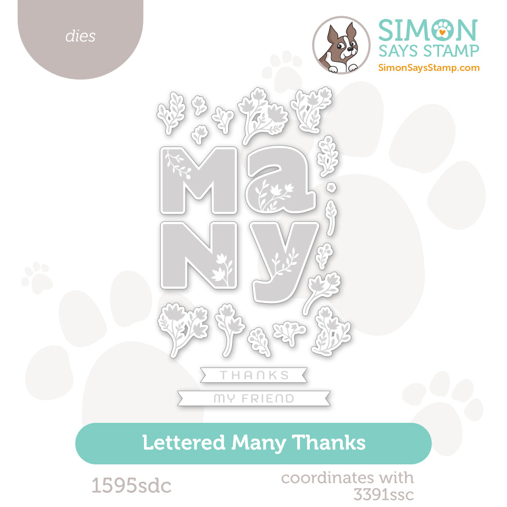 Simon Says Stamp Lettered Many Thanks Wafer Dies 1595sdc Shine On