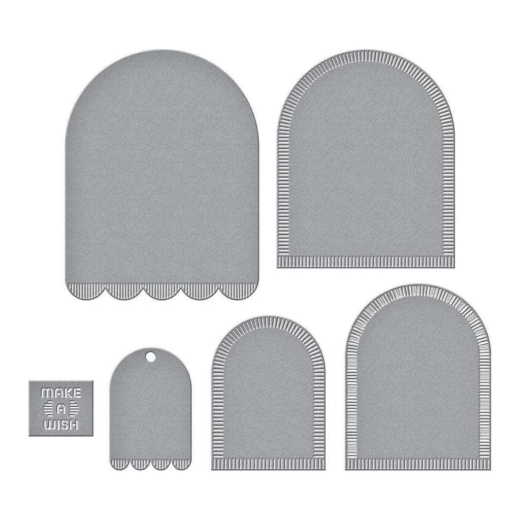 s5-619 Spellbinders Make a Wish Arch Labels Etched Dies
