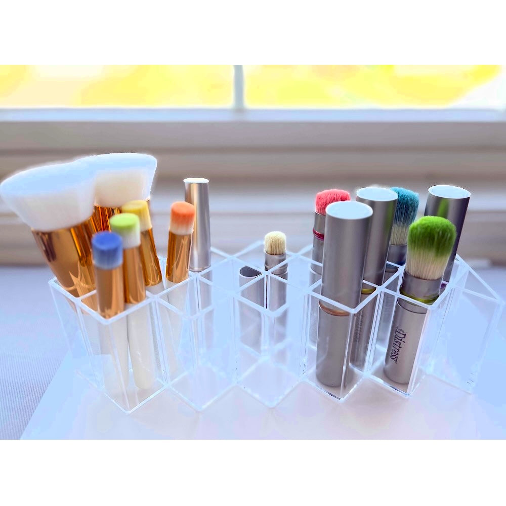 16 Slot Clear Acrylic Organizer Rack with PFS and Tim Holtz brushes