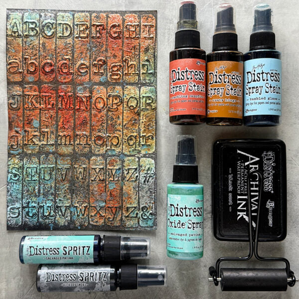 Tim Holtz Salvaged Patina Distress Spritz tdu86451 Typewriter Project | color-code:ALT05