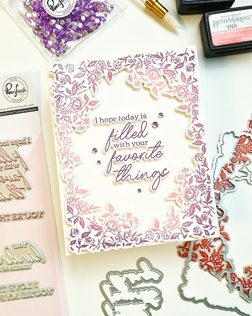 Pinkfresh Studio Fairytale Frame Press Plate 216123 Floral Hope Card | color-code:ALT02