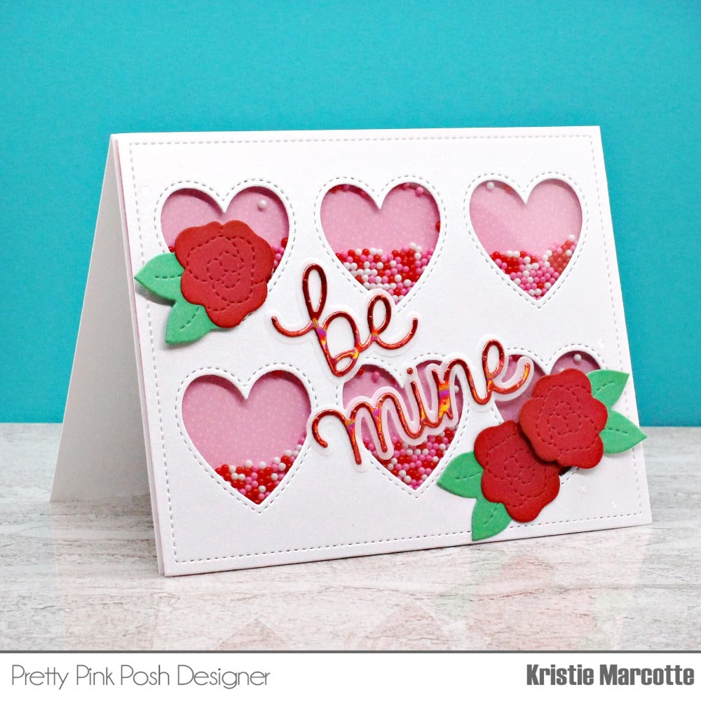 Pretty Pink Posh Be Mine Script Hot Foil Plate shaker card