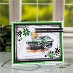 Whimsy Stamps Classic Cars Quick Card Fronts Papers wsqcf-13 green car