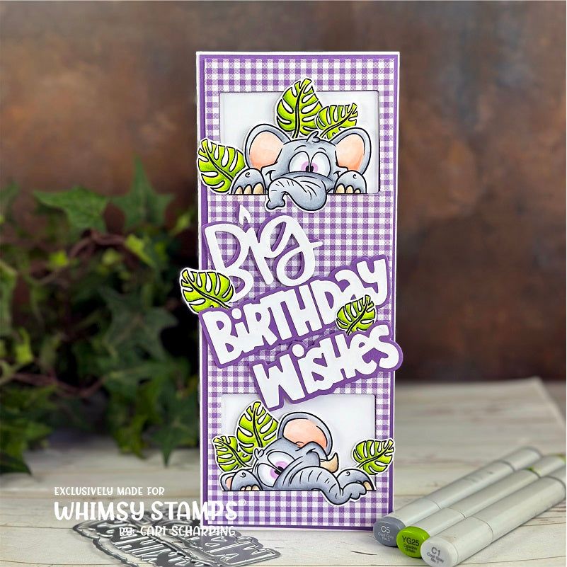 Whimsy Stamps Elephantastic Clear Stamp and Die Set big birthday wishes
