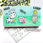 Whimsy Stamps Barn Yard Clear Stamps and No Fuss Mask Set moo