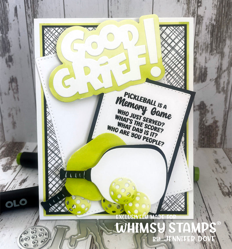 Whimsy Stamps Pickleball Clear Stamp and Die Set good grief