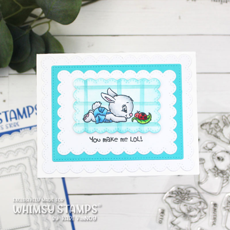 Whimsy Stamps Bunnies in the Garden Clear Stamp, Coordinating Dies, and No Fuss Mask Set you make me lol