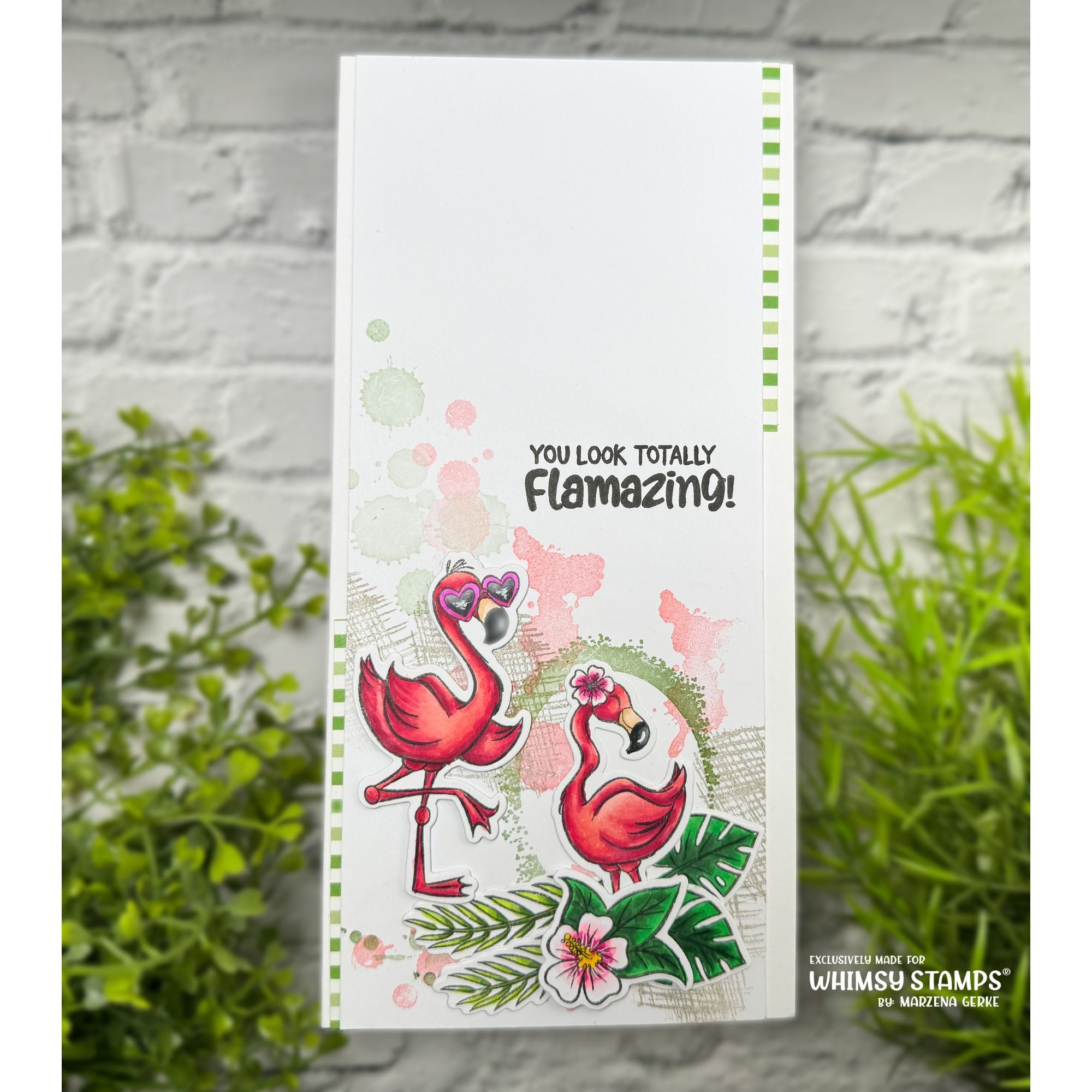 Whimsy Stamps Flamingo Summer Outline Dies wsd101a tropical leaves