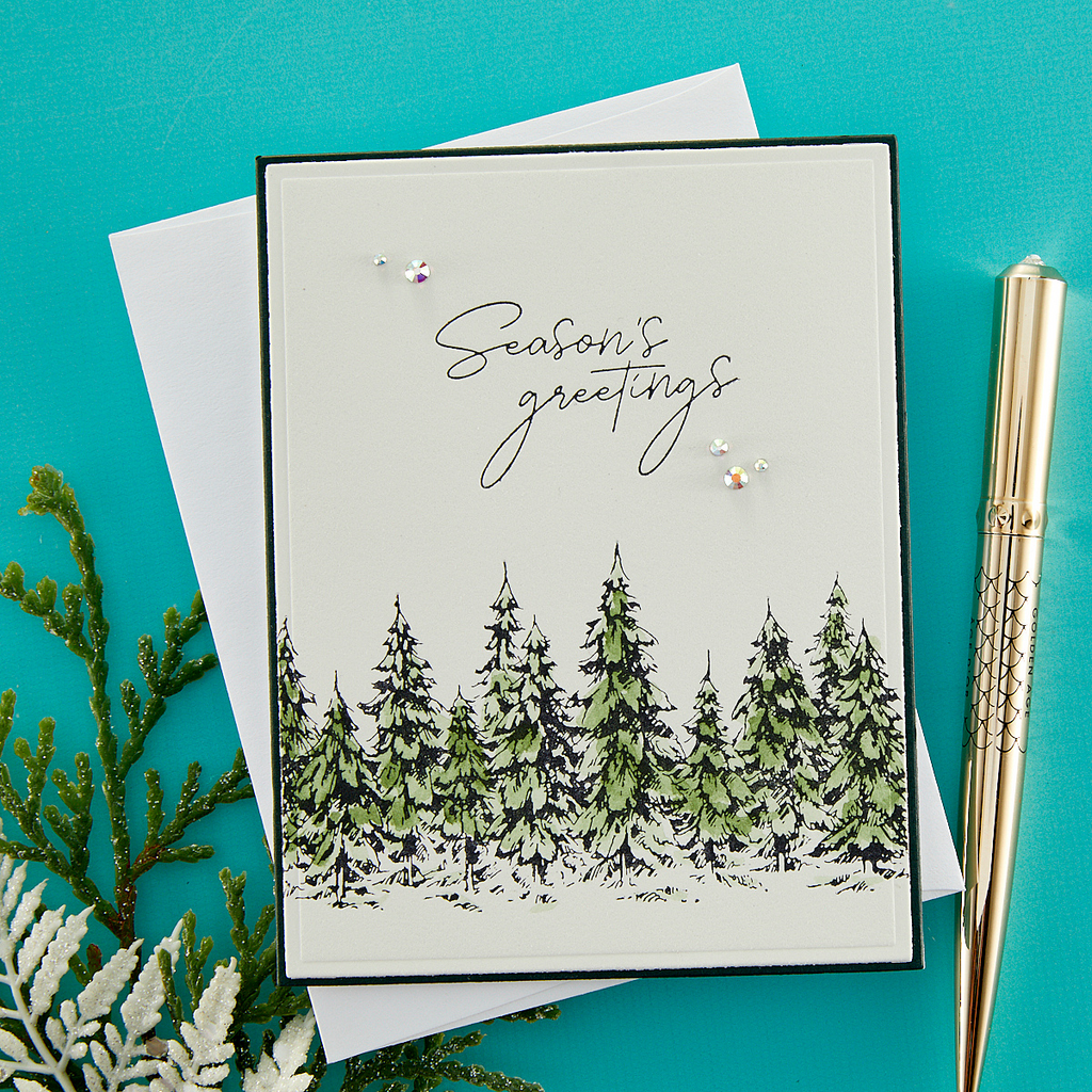 bp-073 Spellbinders Seasons Greetings Evergreens Press Plate and Die Set season's greetings