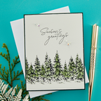 bp-073 Spellbinders Seasons Greetings Evergreens Press Plate and Die Set season's greetings