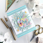 Pinkfresh Studio Lantern Botanicals Stencil Set 219724 Floral Thanks Card | color-code:ALT02
