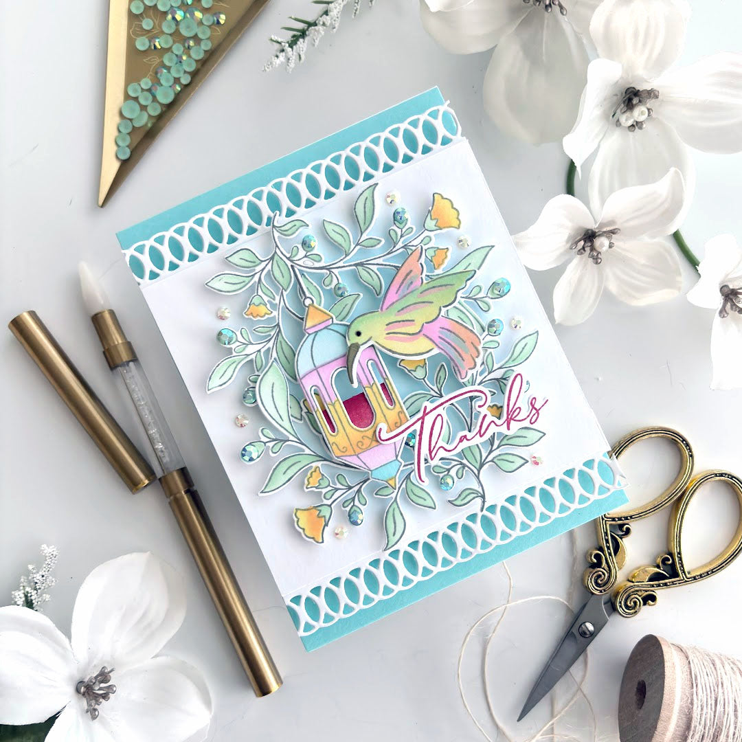 Pinkfresh Studio Lantern Botanicals Clear Stamps 219524 Floral Thanks Card | color-code:ALT02