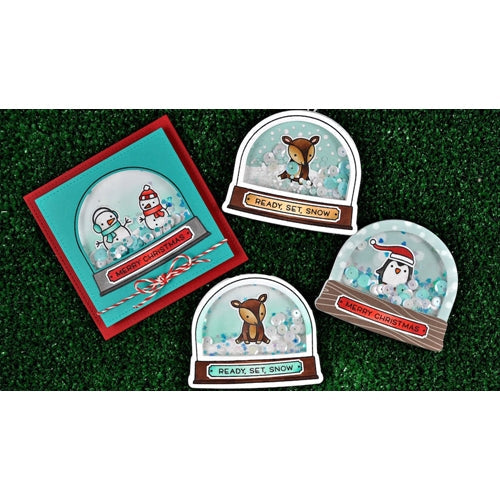 Simon Says Stamp! Lawn Fawn SET LF15SETADDON HOLIDAY SNOW GLOBE SHAKER Clear Stamps and Dies