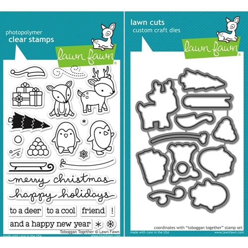 Simon Says Stamp! Lawn Fawn SET LF15SETTT SLEDDING PALS Clear Stamps and Dies