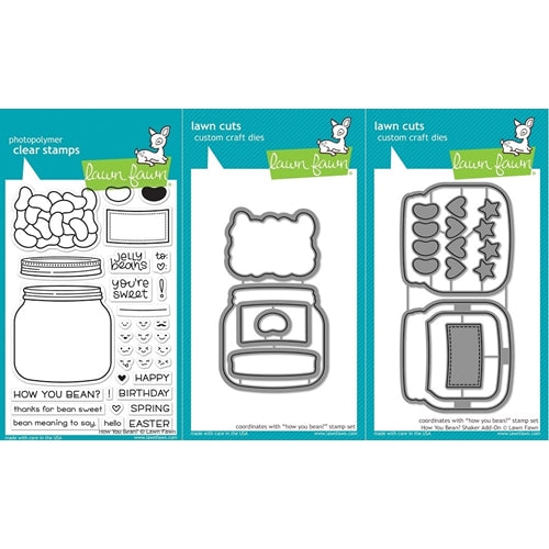 Simon Says Stamp! Lawn Fawn SET LF17SETHYB HOW YOU BEAN? Clear Stamps and Dies