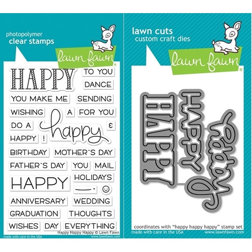 Simon Says Stamp! Lawn Fawn SET LF17SETHHH HAPPY HAPPY HAPPY Clear Stamps and Dies