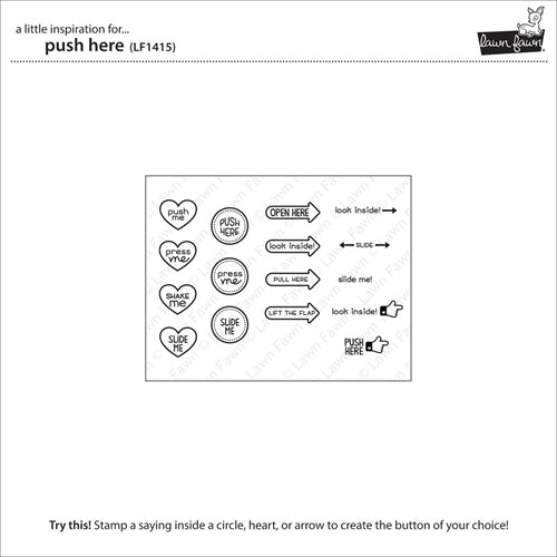 Simon Says Stamp! Lawn Fawn SET LF17SETPH PUSH HERE Clear Stamps and Dies