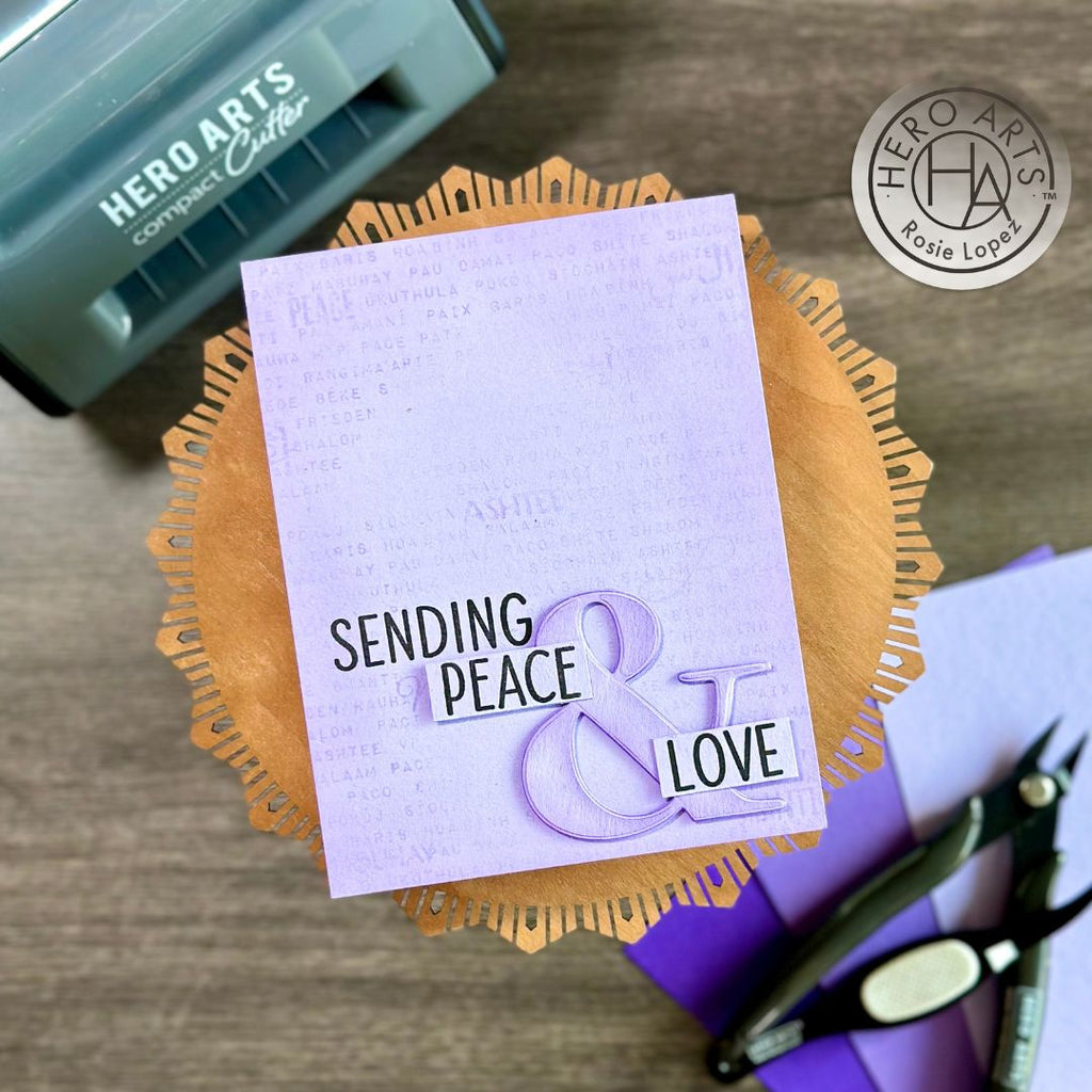 Hero Arts Cling Stamp Words of Peace Bold Prints cg934 lavender