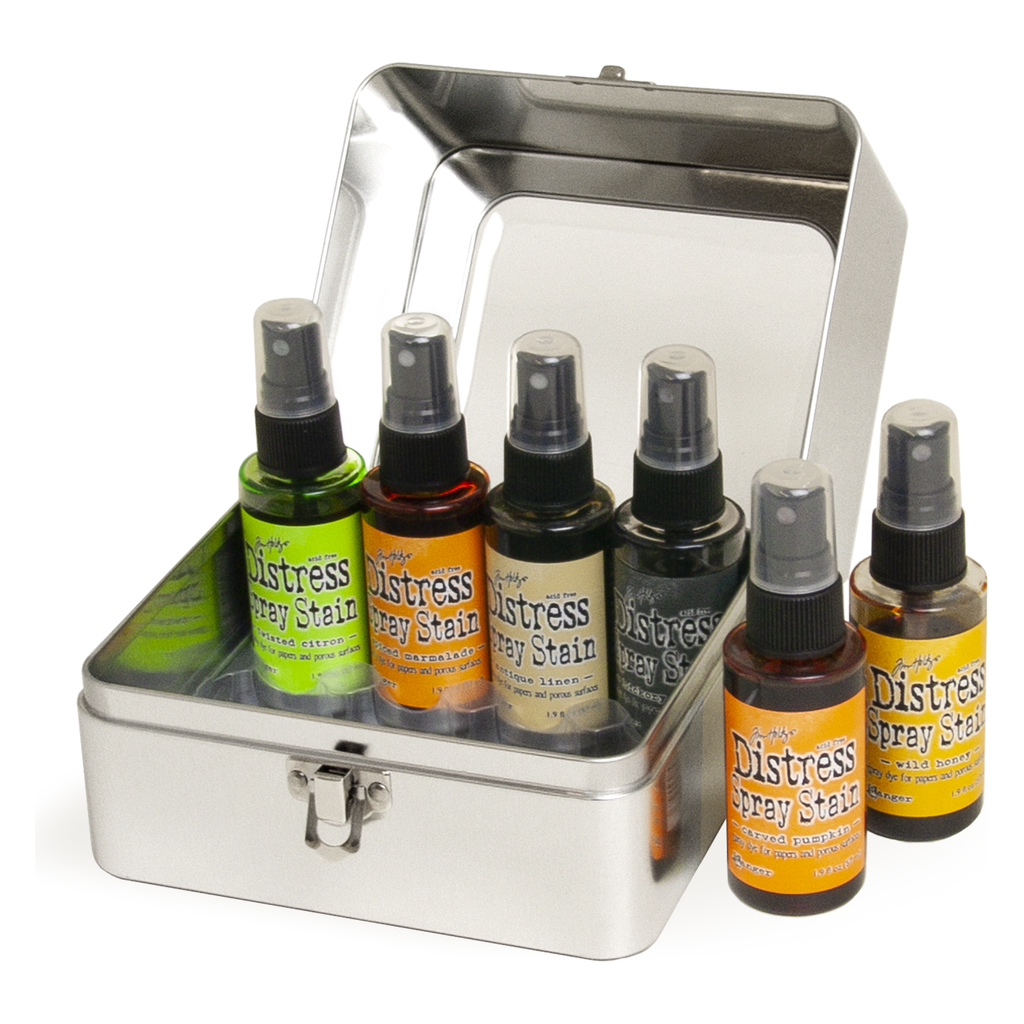 Tim Holtz Distress Spray Storage Tin tda68068 Product In Use Image