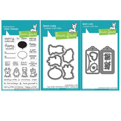 Simon Says Stamp! Lawn Fawn SET SAY WHAT CHRISTMAS CRITTERS Clear Stamps and Dies BLFSWC