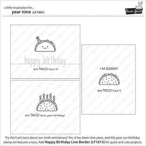 Simon Says Stamp! Lawn Fawn SET YEAR NINE Clear Stamps and Dies LF19YN