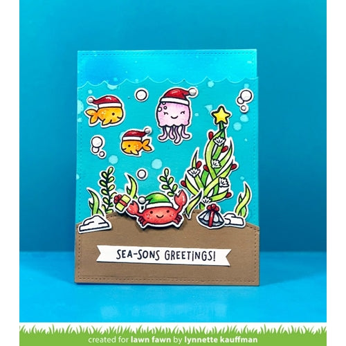 Simon Says Stamp! Lawn Fawn SET CHRISTMAS FISHES Clear Stamps and Dies HLFCF