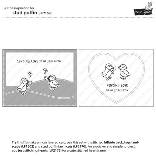 Simon Says Stamp! Lawn Fawn SET STUD PUFFIN Clear Stamps and Dies LLFSP