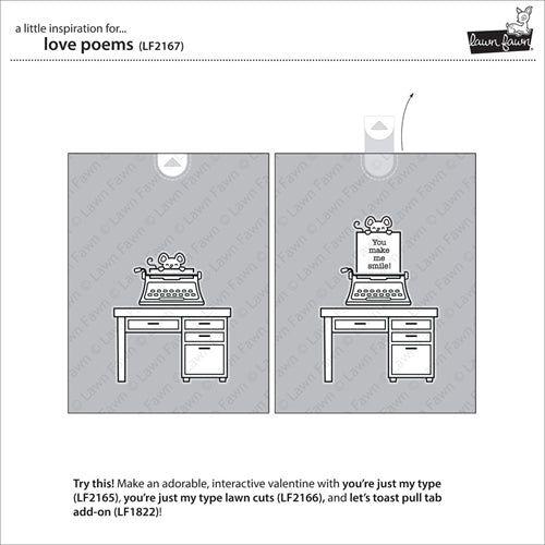 Simon Says Stamp! Lawn Fawn SET LOVE POEMS Clear Stamps and Dies LLFLP