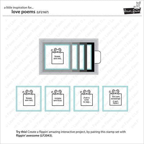 Simon Says Stamp! Lawn Fawn SET LOVE POEMS Clear Stamps and Dies LLFLP