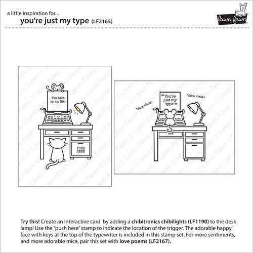 Simon Says Stamp! Lawn Fawn SET YOU'RE JUST MY TYPE Clear Stamps and Dies LLFYMT