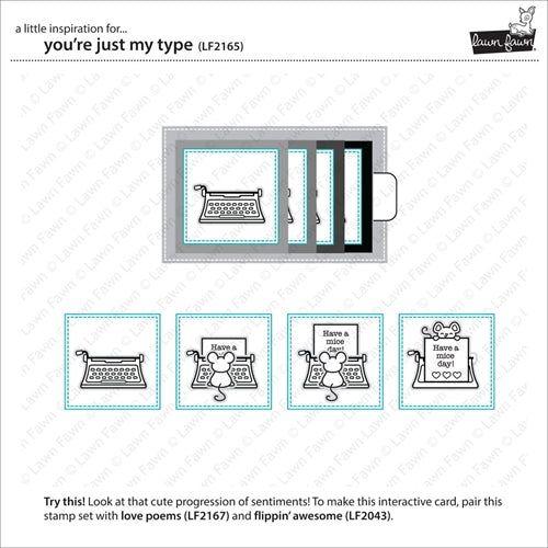 Simon Says Stamp! Lawn Fawn SET YOU'RE JUST MY TYPE Clear Stamps and Dies LLFYMT