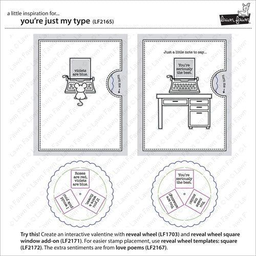 Simon Says Stamp! Lawn Fawn SET YOU'RE JUST MY TYPE Clear Stamps and Dies LLFYMT