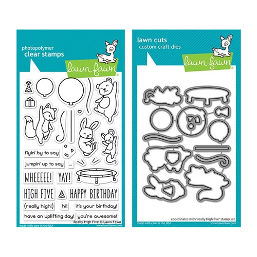 Simon Says Stamp! Lawn Fawn SET REALLY HIGH FIVE Clear Stamps and Dies elfrhf