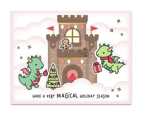 Simon Says Stamp! Lawn Fawn SET WINTER DRAGON Clear Stamps and Dies lfwd
