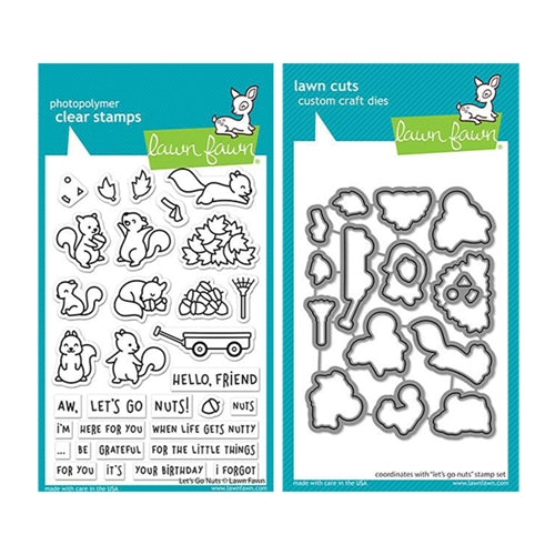 Simon Says Stamp! Lawn Fawn SET LET'S GO NUTS Clear Stamps and Dies lflgn