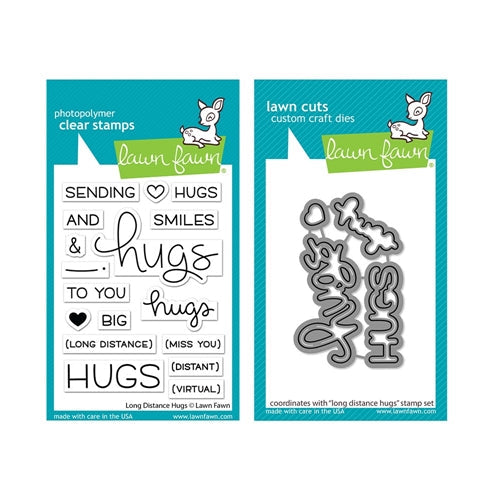 Simon Says Stamp! Lawn Fawn SET LONG DISTANCE HUGS Clear Stamps and Dies lfldh